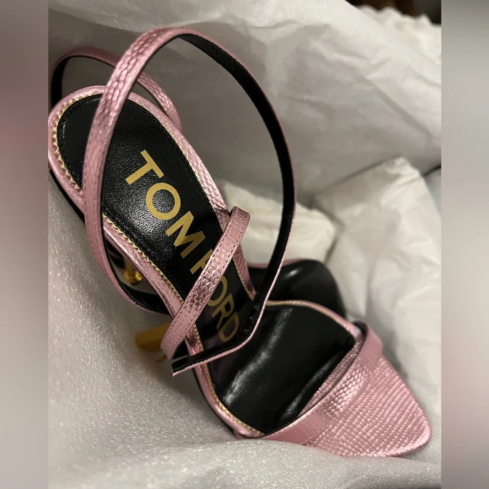 TOM FORD Printed Lizard Padlock Pointy Naked Sandal 105 - Picture 4 of 6